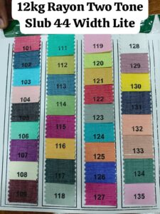 12kg Rayon Two Tone Slub Lite Chart